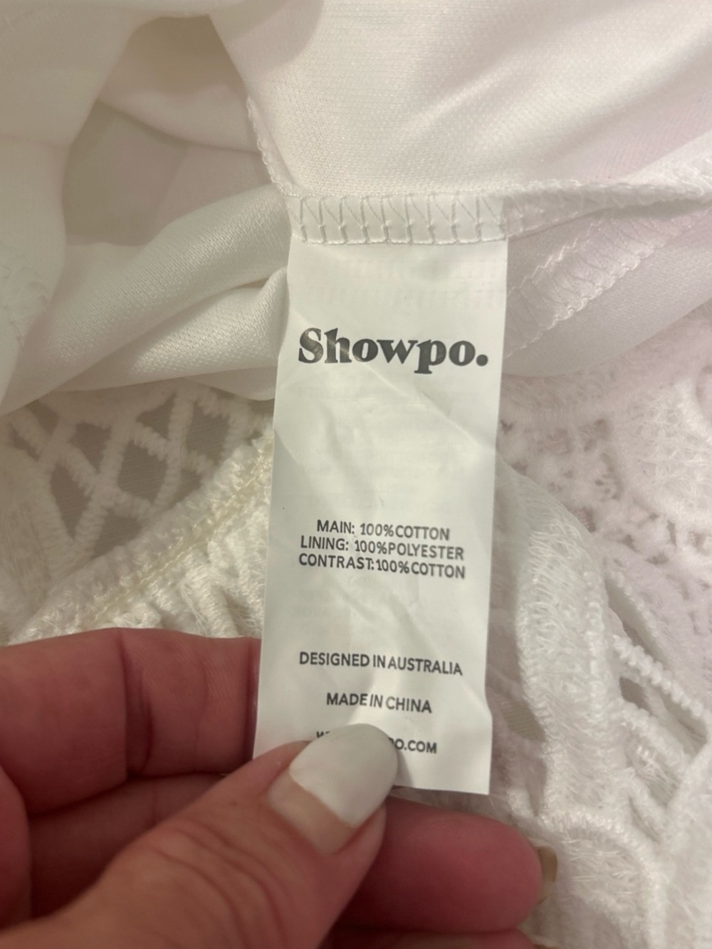 Showpo White Crochet Lace Mini Dress with High Neck - Picture 4 of 4
